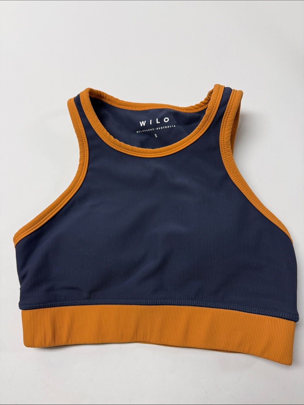 WILO Navy Sports Bra with Mustard Trim